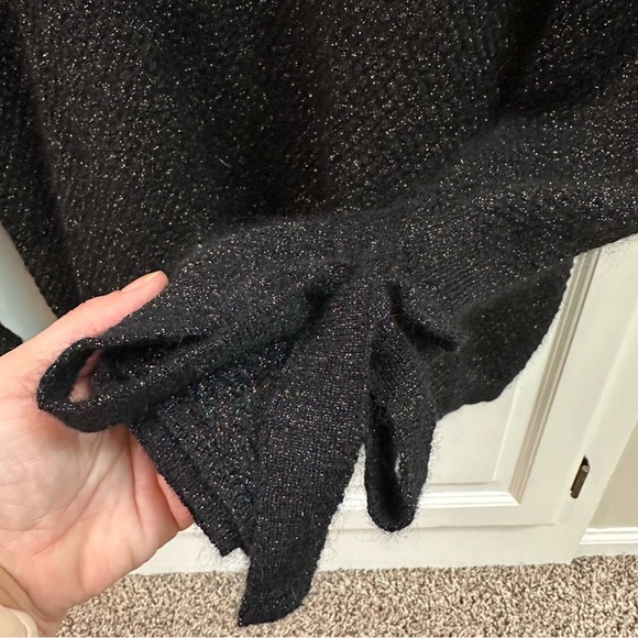 Lewit Metallic Mohair Blend V-Neck Tie Sleeve Sweater Size Medium - Picture 6 of 12